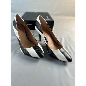 INC International Concepts Women Heels Pumps US 6 Black White Snakeskin Pointed
